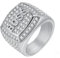 HIJONES Herren Edelstahl Square Boss Letter Micro Pave CZ Statement Ring Lucky Rich Schmuck Silber Größe 62 (19.7)