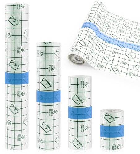 4 Rollen Tattoo Folie Heilung,Tattoo Pflaster,5/10/15/20CM X 2M Transparent Second Skin Tattoo,Second Skin Tattoo PU Folie Tape,Wundverband Protection Film,Duschpflaster