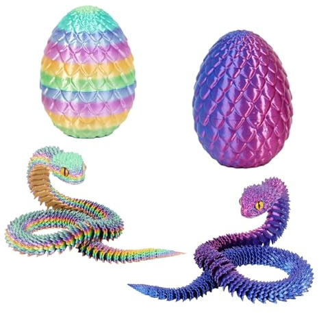 ZXJLWR Drachenei, 2 Stück 3D Schlange Spielzeug Set,3D Drache Im Ei Und Schlange, 30 cm Länge Mit 8,5 x 6 cm Ei, Ideal Für Alle Menschen, Perfekte Dekoration Für Zuhause Und Büro