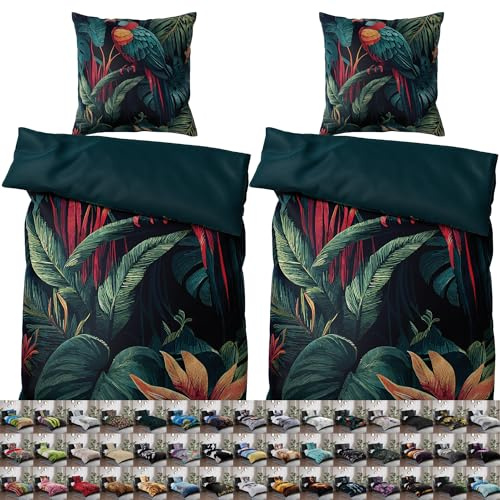 Sanilo® Bettwäsche 135x200 cm, 100% feinste Baumwolle, 2-teilig, Bettbezug, Kissenbezug 80x80cm, Oeko-TEX Zertifiziert (Exotic, 4-teilig 135x200 cm)