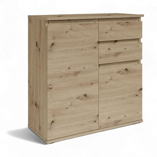 Brest Kommode in Artisan Eiche Optik - Modernes Sideboard mit viel Stauraum - 80 x 84 x 35 cm (B/H/T)