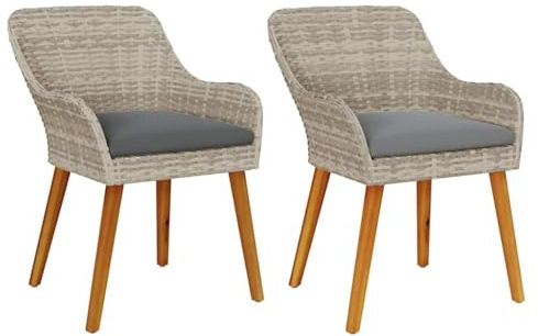 vidaXL Garden Chair 2 pcs Light Grey 55 x 62.5 x 82cm Poly Rattan, Garden and Terrace, Modern Outdoor Chair, Comfortable Seating, Rectangular Steel Frame, Versatile Patio Furniture