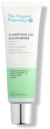 The Organic Pharmacy Clarifying Gel Moisturiser 50ml, Hydrates, Mattifies, Reduces Blemishes, Refines Pores, With 2 Percent Succinic Acid, Niacinamide, Squalane, Clinically Proven Skincare