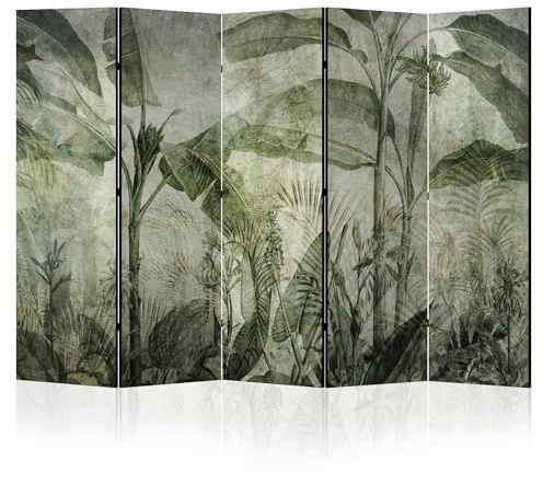 LUMASOUL Paravent Raumteiler Innen beidseitig Bedruckt 225x172 cm Dschungel | Vorderseite mit Motiv, neutrale Rückseite, faltbar, freistehend und dekorativ