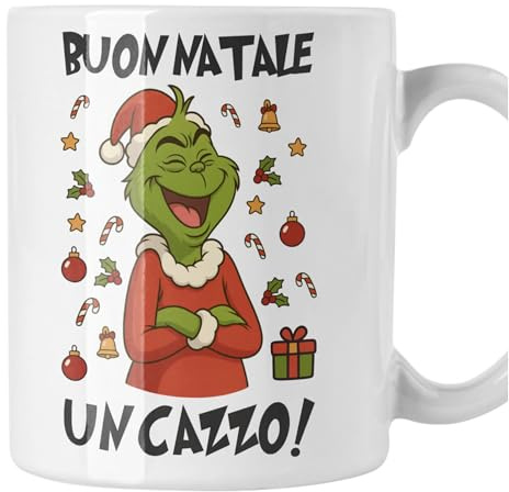 bubbleshirt Tazza Natale Personalizzata con Nome – Grinch con Cappello di Babbo Natale – Regalo Originale