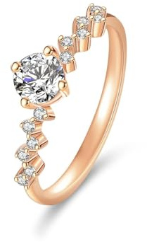 Skcess 9K Roségold Eheringe, Herren Ring 5mm Moissanit Weiß 0.5ct Größe 54 (17.2)