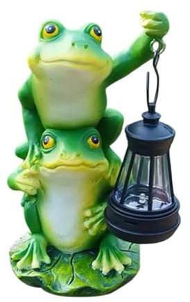 perfk Statue de Grenouille pour Jardin, Lanterne Solaire, Lampe d'extérieur, Cadeau ou Grand-mère, décoration de Jardin Grenouille