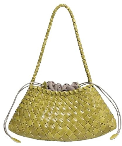 Gewebte Hobo-Taschen für Frauen Wildleder gewebt Stoff Tasche trendige Eimer Handtasche Unterarm Umhängetasche Vintage Handtasche Retro Clutch Taschen