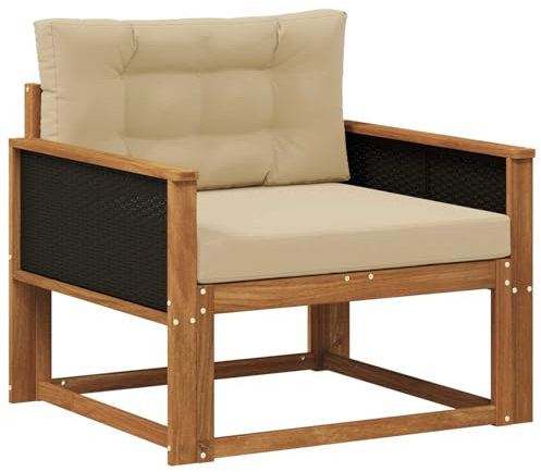 vidaXL Outdoor Mittelsofa Natur, Akazienholz Outdoor Mittelsofa, wetterfestes Patiositzmöbel, modernes Möbel für Gartenlounge und Balkon