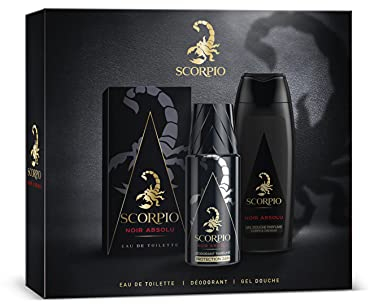 SCORPIO - Coffret 3 produits Noir Absolu - Coffret Cadeau Homme - Eau de toilette flacon 75ml, Gel Douche 250ml et Déodorant atomiseur 150ml