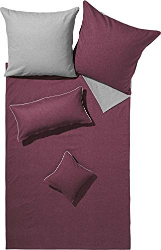 biberna Wendebettwäsche Flanell Burgund Größe 135x200 cm (80x80 cm)