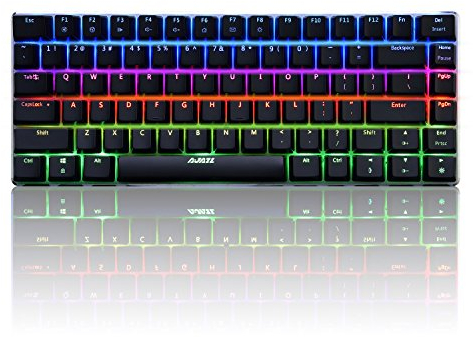 ACGAM Langlebige RGB-Tastatur, mechanisch, AK33, 82 Tasten, Blaue Schalter, LED-Hintergrundbeleuchtung, Aluminium, tragbare kabelgebundene Gaming-Tastatur für Spiele
