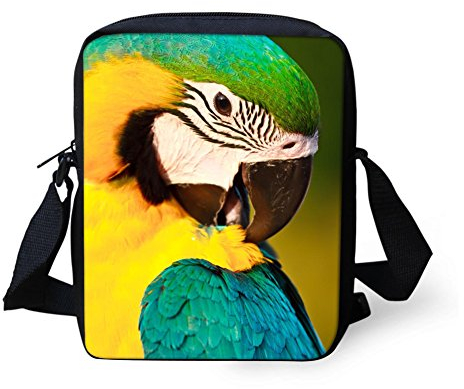 HUGS IDEA Kleine Umhängetasche für Damen, mit Papageien-Motiv, mit verstellbarem Riemen