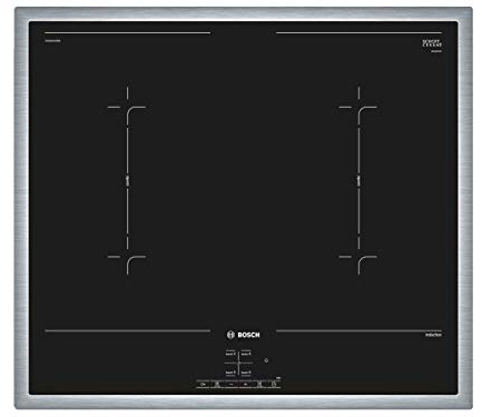 Bosch Serie 4 NVQ645CB5E Kochfeld, integriertes Zonen-Induktionskochfeld, Schwarz, Edelstahl – Kochfelder (integriert, Zonen-Induktionskochfeld, Glaskeramik, Schwarz, Edelstahl, Vollverkleidung,