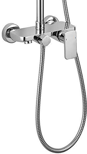 Kibath L154054 Grifo Monomando para Columna Combi de 3 Vias Dual. Tres Salidas de Agua Ducha, Flexo y bañera, Cromo Brillo