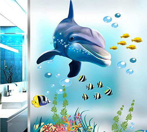 HALLOBO® XXL Wandtattoo Wandaufkleber Delphin Delfine Unterwasserwelt Marine Meer Wandbild Wohnzimmer Schlafzimmer Kinderzimmer Deko