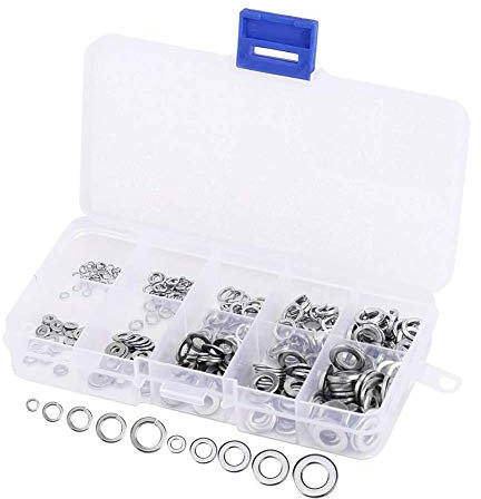 300pcs ensembles de rondelles plates en acier inoxydable à ressort kit d'assortiment de rondelles amortisseur avec boîtier en plastique pour vis M2 M3 M4 M5 M6 Other Home Hardware and Accessories