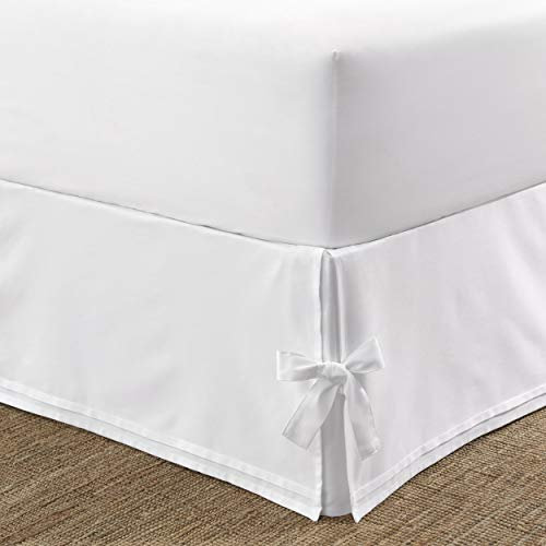 Laura Ashley Home Cache-sommier noué aux Angles, décoration de Chambre, résistant aux Plis et à la décoloration (Blanc, lit Double)