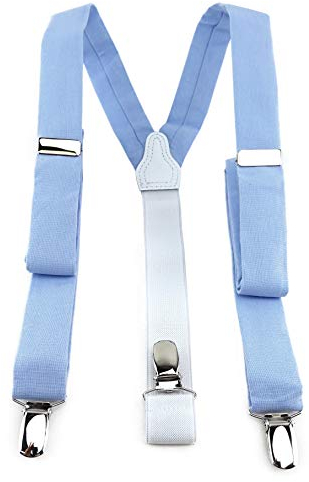 TigerTie schmaler Desiger Unisex Hosenträger in Y-Form mit 3 extra starken Clips - Farbe in hellblau einfarbig Uni - hochwertige Verarbeitung