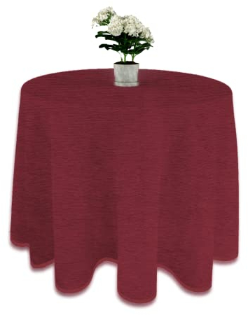 LUA VIKA Falda Mesa Camilla Redonda Chenilla, Ropa Mesa Camilla Redonda, Color Burdeos, 90 cm