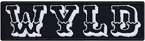 WYLD Aufnäher Bügelbild mit Stickerei - WILD Aufbügler Rocker Patch zum annähen/aufbügeln | Applikation Jacke/Festival/Outdoor/Tasche | 90x25mm