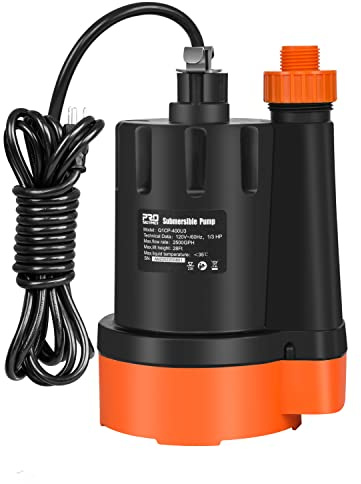 Submersible Water Pump, 1/3HP 2500GPH Utility Pump Portable Electric Clean Water Drainage Pump for Pool Draining, Flooding, Swimming Pool and Basement