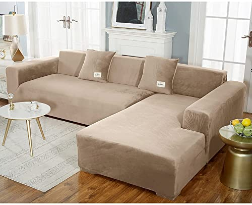 uyeoco Samt Sofabezug L-Form Couchbezug Weich 1 Stück Elastische Lounge-Sessel Sofahusse waschbare Katzen Hunden Möbelschutz (Color : G, Size : 90-140cm)