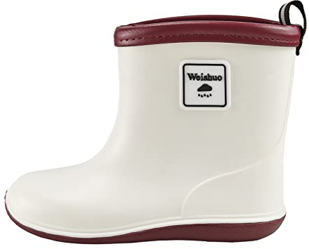 Stivaletti Pioggia Bambini Bambina Leggeri Impermeabili Stivali Pioggia Bambino in Morbido PVC Stivali di Gomma per Ragazzo Ragazza da 1 a 8 anni, Taglia del Produttore 13, 20 EU, Bianco e Rosso