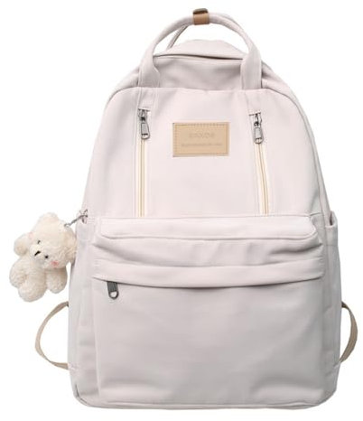GAXOS Niedlicher Rucksack für die Schule, ästhetischer Rucksack, Geldbörse für Damen und Mädchen, weiße Büchertasche, Korea-Stil, Büchertasche, Weiss/opulenter Garten, 16.5 x 12.6 x 4.7 inches