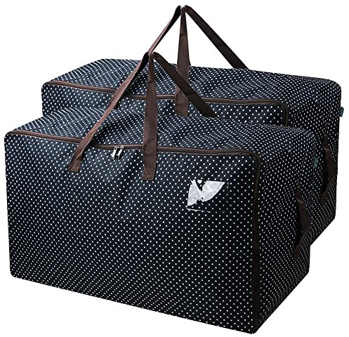 AMJ 2 Stück extra große Aufbewahrungstaschen, Umzugstaschen, Tragetaschen mit Griffen und Reißverschlüssen für Kleidung, Decke, Umzugskartons, Aufbewahrungstasche für platzsparende Aufbewahrung