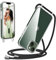 Oududianzi - Coque Compatible avec iPhone 13 Cordon Case, Housse Étui de Téléphone Couvrir avec Lanière Pratique Cordon, Transparente Silicone TPU Bumper Souple Lanyard Case Tour de Cou Chaîne - Noir