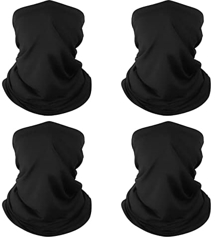 4-Pack Hals Gaiter Atmungsaktive Bandana Maske für Schutz im Freien waschbare wiederverwendbare Kühlung Gator Maske Gesicht Schal Abdeckung Schutz vor Staub Sonne für Männer Frauen Radfahren Schwarz