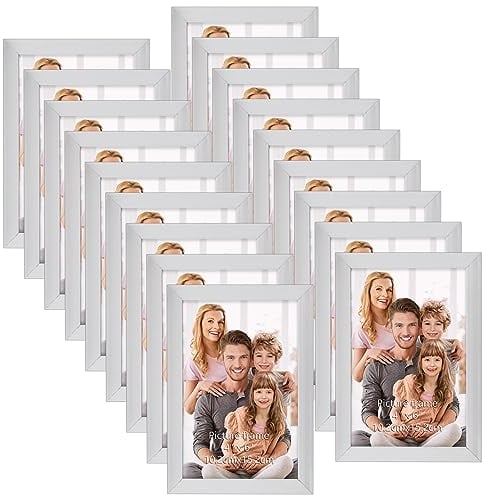 Hoikwo Multiples Juego de 18 Marcos de Fotos 10x15cm, Plata Marcos para Cuadros 15x10 para Colgar en la Pared o Sobre la Mesa