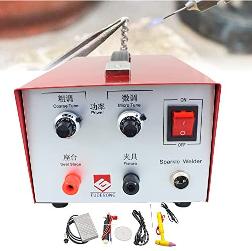 CGLYYDS Jewelry Spot Welder, Portable Laser Welder Machine 220V Pulse Arc Welder Handheld Jewelry Laser Welding Machine Spot Welder, with Foot Pedal Tools, Necklace Gold Silver 30/50/80A Red,30A
