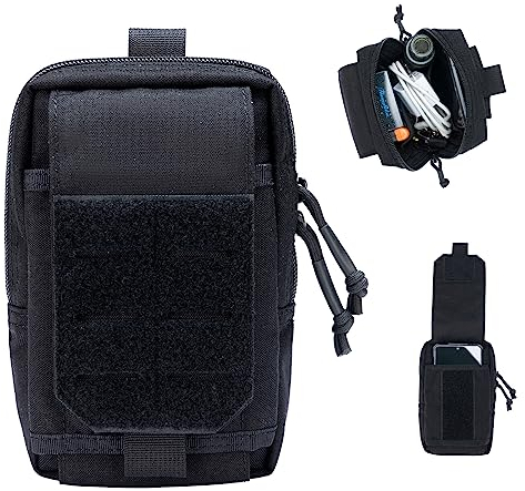 EXCELLENT ELITE SPANKER Taktische Molle Tasche Klein Nylon Gürteltasche Handytasche Taktisce Molle EDC Tasche für Sport Angeln Camping（BLK）