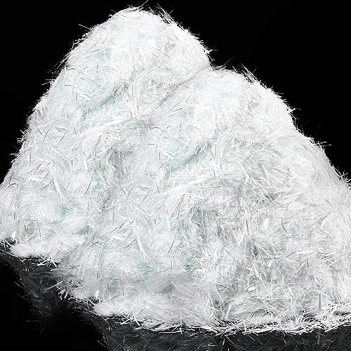 Frienda 15 Lb Fiberglass for Concrete Cement Mortar Mix Reinforcement Anti Seepage Anti Cracking Glass Fibers Concrete White Fiber Glass for Concrete Building Walls Garden Floor, 0.75 Inches/ 19 mm