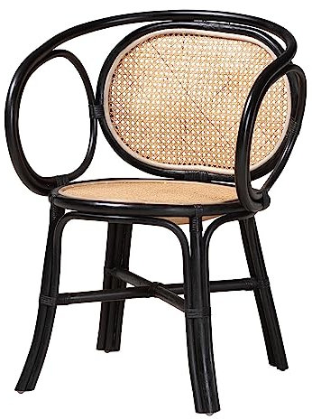 bali & pari Palesa Esszimmerstuhl aus natürlichem Rattan, Einheitsgröße, Schwarz