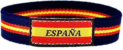 Only faith Pulsera Elastica Bandera España Pulsera de tela elastica Hombre Ajustable Bandera Paracord Amarillo y rojo negro Regalo para Hombre (Elástica Azul Bandera)