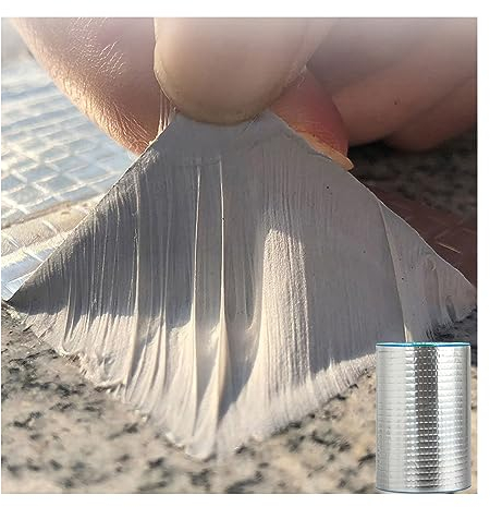 Butyl Tape Waterproof Tape, Aluminum Foil Butyl Seal Tape for Leakage, Butyl Rubber Tape for Reapring for Boat, Pipe Sealing, Roof Crack, RV, Awning, Window Sealing - 15cm x 5m