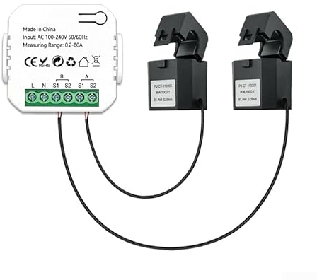 für Tuya Smart Stromzähler, intelligenter 2-Wege-WLAN-Energieverbrauchsmesser, Bidirektional, 2-Kanal mit Klemme für Zuhause, Schule, Büro