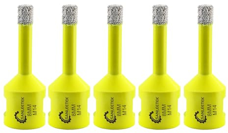 Diamond Tile Drill Bits 5pcs 8mm SANLEETEK Vacuum Brazed Diamond Hole Saw for Ceramic Porcelain Marble Granite M14 Thread