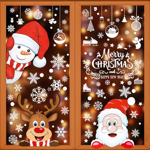 Fensterbilder Weihnachten Selbstklebend,Weihnachten Fenstersticker Dekoration Aufkleber,Weihnachten Fensterdeko für Weihnachtsdeko