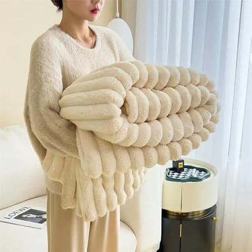 QIUMING Künstliche Kaninchen Plüsch Herbst Warme Decken für Betten Weiche Korallen Fleece Sofa Decke Bequeme Dicke Bettlaken