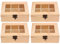Acan Tradineur - Pack de 4 Cajas de Madera con 6 Compartimentos y Tapa con Cristal - Cuadrado, Expositor de Joyas, Organizador, joyero, Collares - 5 x 14 x 10 cm