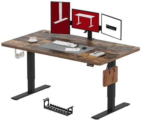 SANODESK Höhenverstellbarer Schreibtisch 180x80 cm, Schreibtisch Höhenverstellbar Elektrisch Ergonomischer Steh-Sitz Tisch Computertisch mit Memory-Funktion(Braun)
