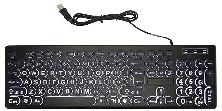 VBESTLIFE Backlit Large Print Keyboard, 104 Key USB Wired Keyboard Large Bold Print Light Up Keyboard, for Elderly, Low Vision, Visually Impaired