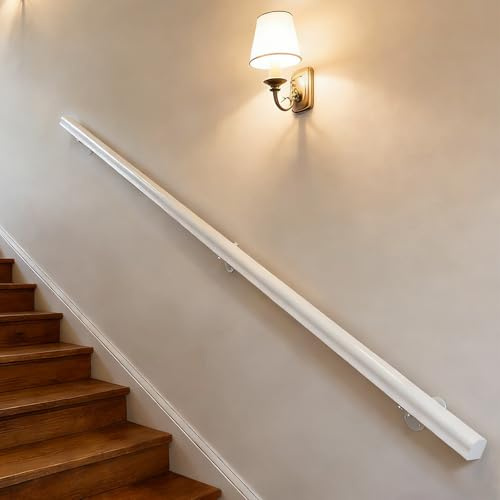 Dawselod 400cm Weißer Massivholz Handlauf | Rutschfester Treppengeländer für Zuhause | Schwerlast Sicherheitsschiene für Innen- und Außentreppen, Flure, Dachböden & Terrassen