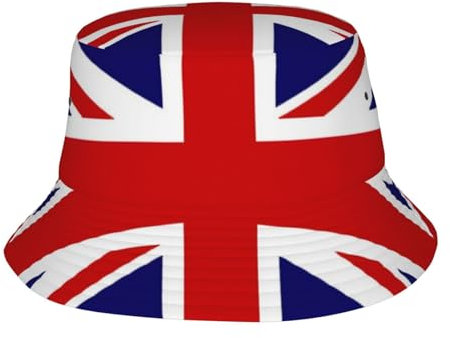 VANANI Faltbarer Fischerhut mit britischer Flagge, Sonnenhut, Sonnenhut, Schwarz , One size
