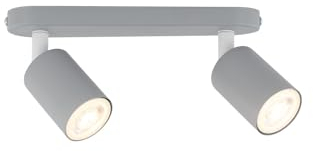 Licht-Erlebnisse Kinderzimmerlampe Decke Grau L: 35 cm klein schwenkbar Metall 2-flammig GU10 JASON Deckenlampe Kinderzimmerleuchte Deckenspot