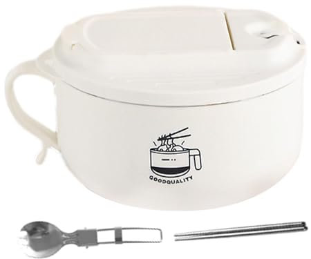 Whnbuij Ramen Pot - Stainless Steel Noodle Bowl, Leak Proof Lunch Box | Sturdy Instant Noodle Pot with Lid and Utensils, Easy Noodle Pot